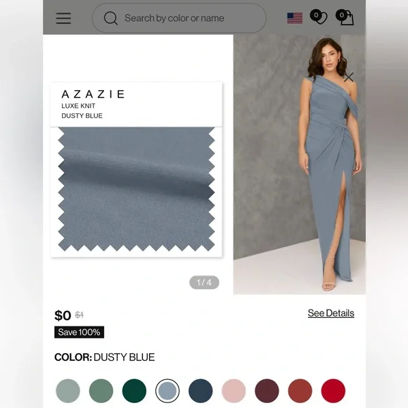 Azazie Sophisticated Gray Draped Midi Dress - Picture 15 of 16